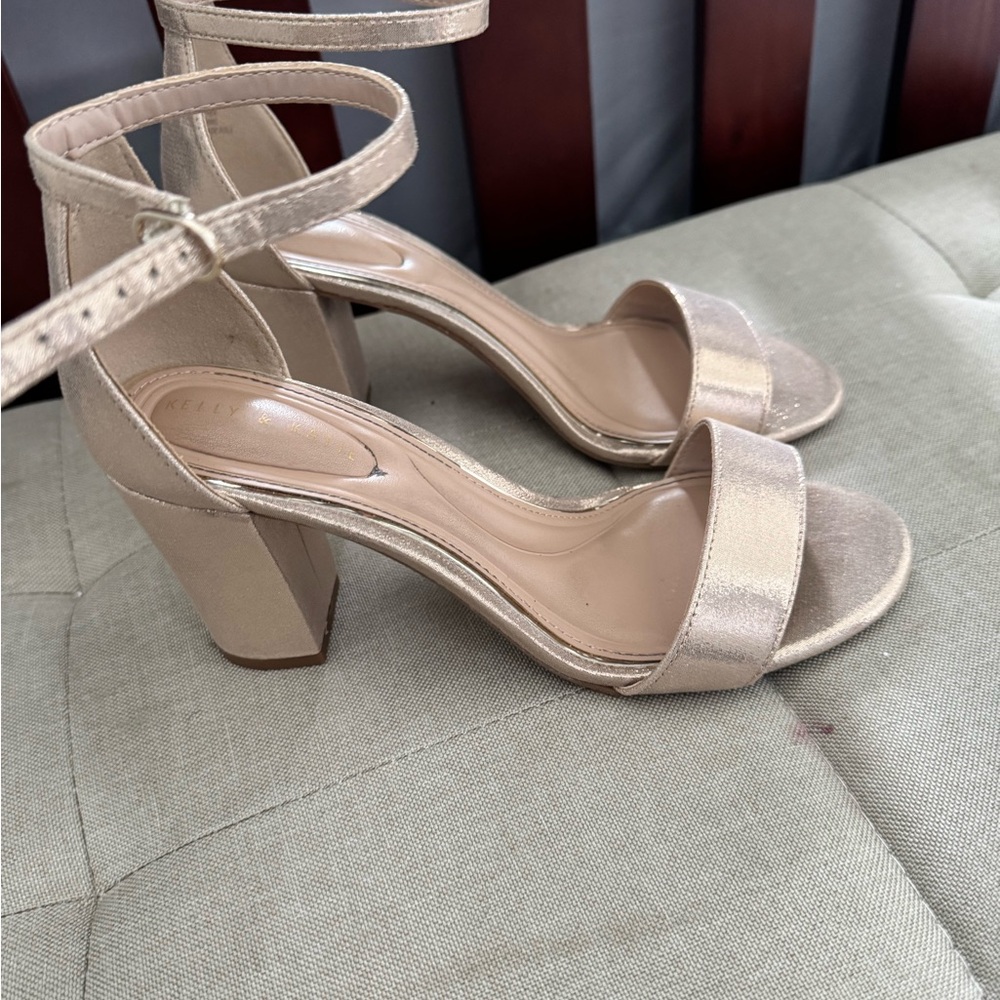 Elegant Cream Block Heel Sandals